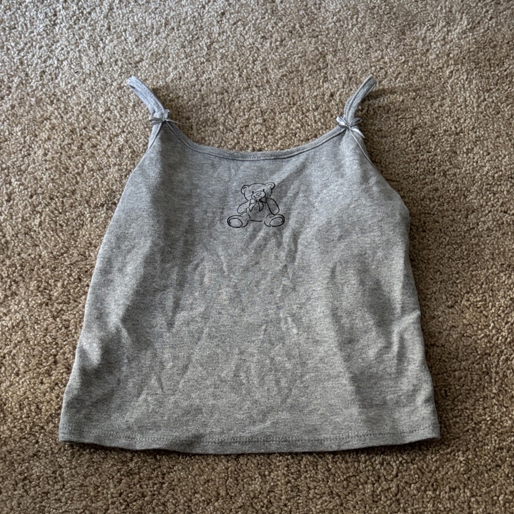 Art Class Gray Tank Top With Bear Print